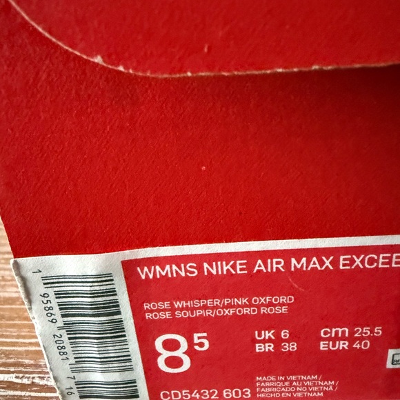Nike AIR MAX EXCEE ROSE WHISPER size 8.5 - Picture 5 of 6